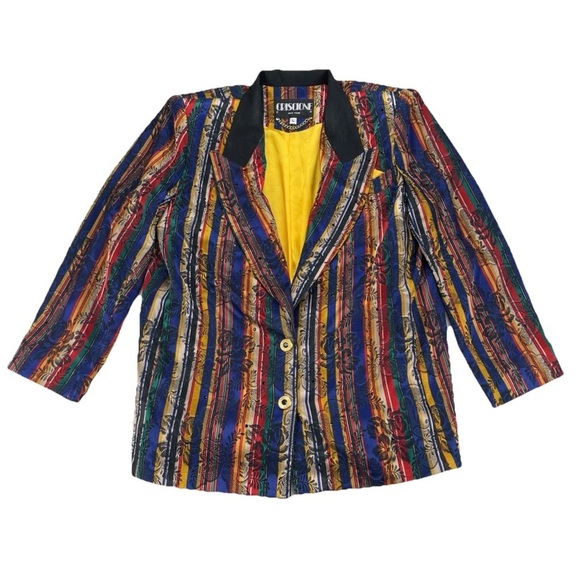 Criscione Sz L Brocade Floral Vintage Embellished Jacket Blazer Made In USA - Picture 1 of 16